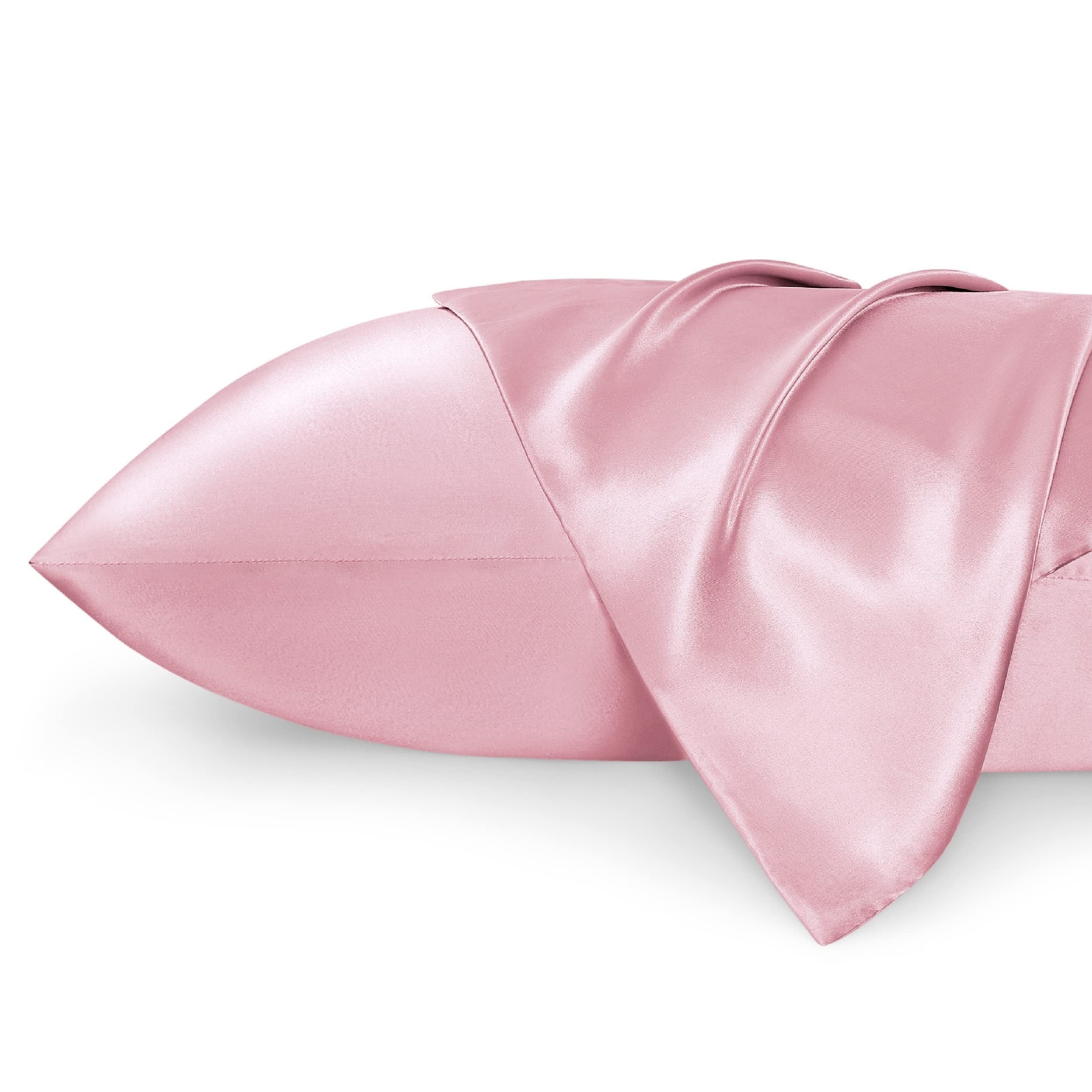 2pcs Pink Satin Pillowcase for Hair and Skin Queen 20 X 30 Inches
