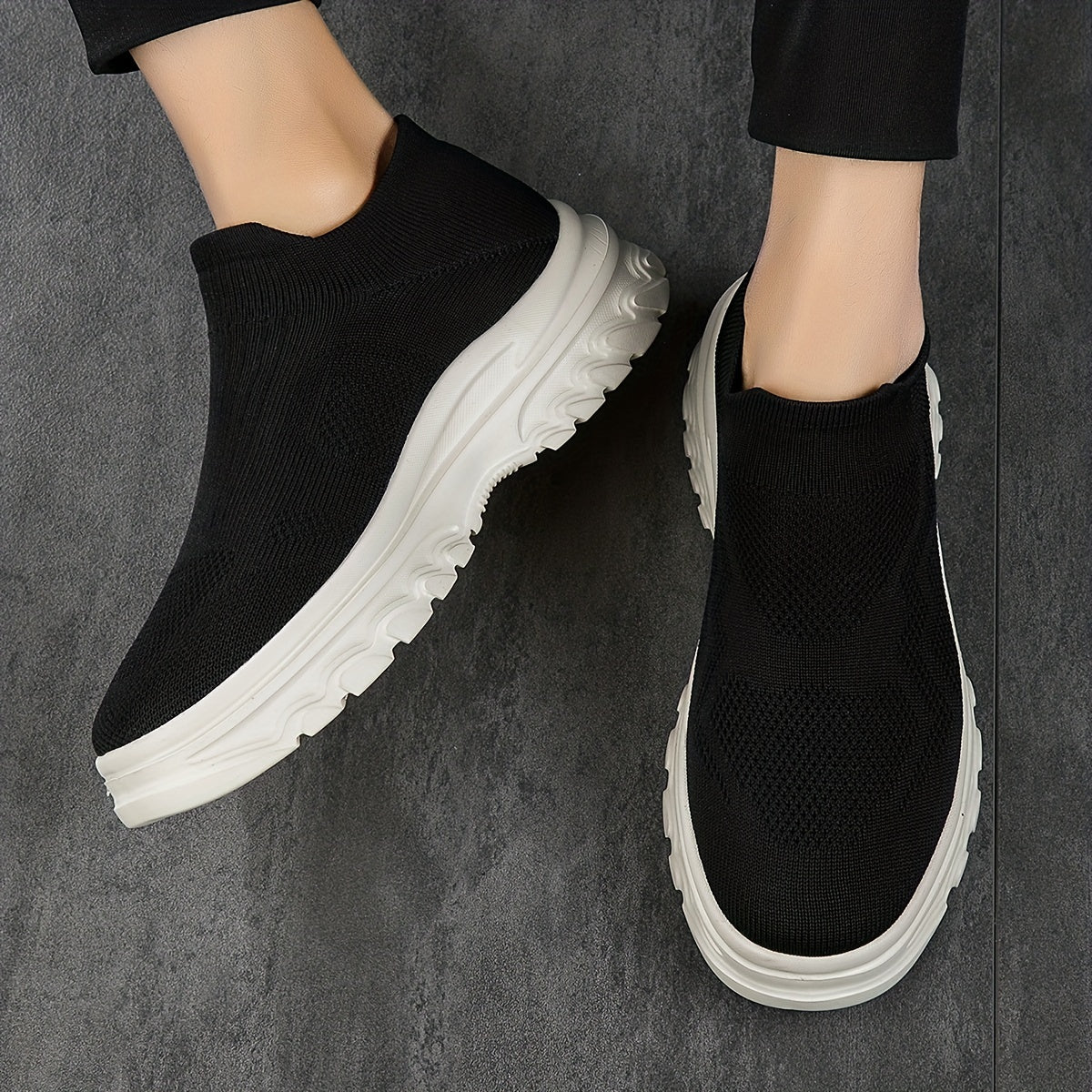 Men's Casual Slip On Woven Sneakers Breathable Non Slip Sneakers