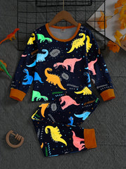 Boys 2pcs Astronaut Print Pajamas Set Long Sleeve Pullover Top & Pants