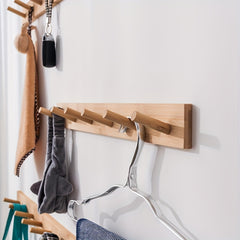 Nordic Solid Wood Hook Wall Hanging Clothes Rack