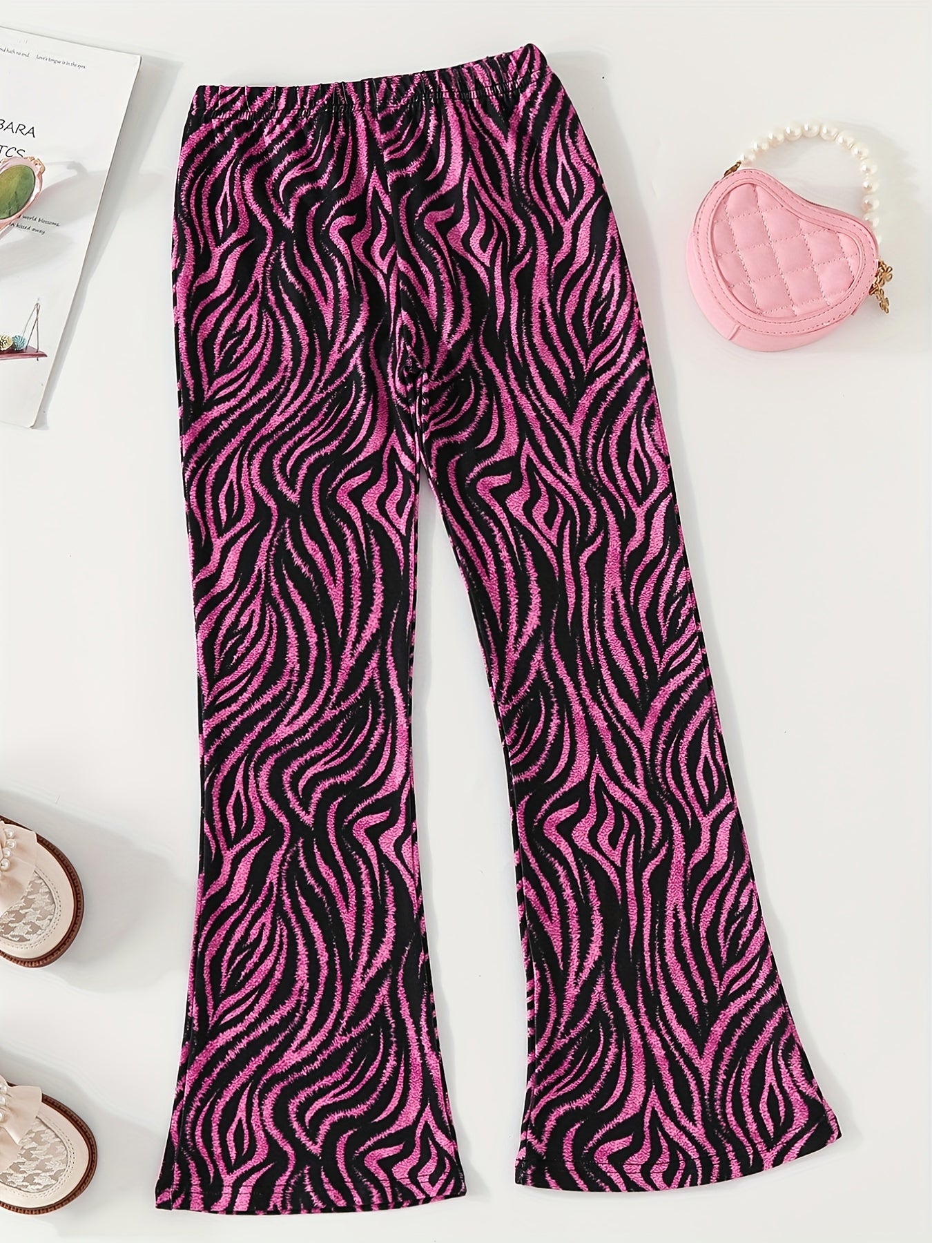 Teen Girls Milk Cow Print Flare Leg Pants