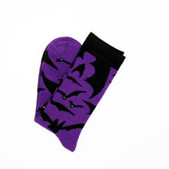 Bat Pattern Socks Halloween Comfy & Funny Mid Tube Socks Women's Stockings