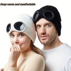 Winter Knitted Hat With Glasses Coldproof Ear Protection