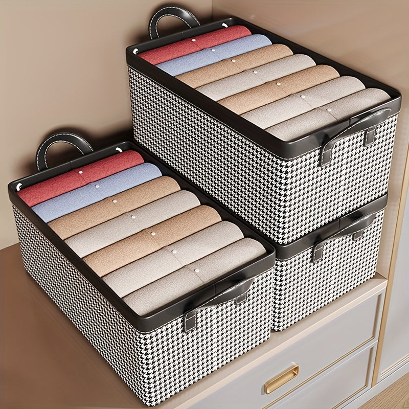 Houndstooth Pattern Clothes Storage Box Organizer