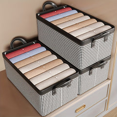 Houndstooth Pattern Clothes Storage Box Organizer