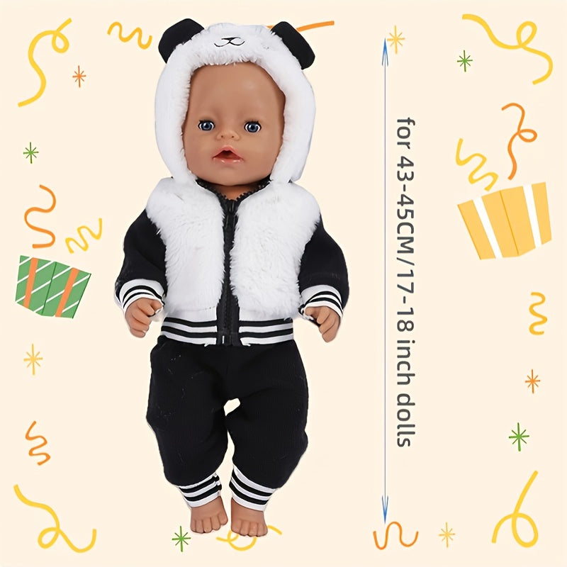 2pcs Panda Outfit for 17-18 Inch Dolls - Great Gift for Doll Lovers