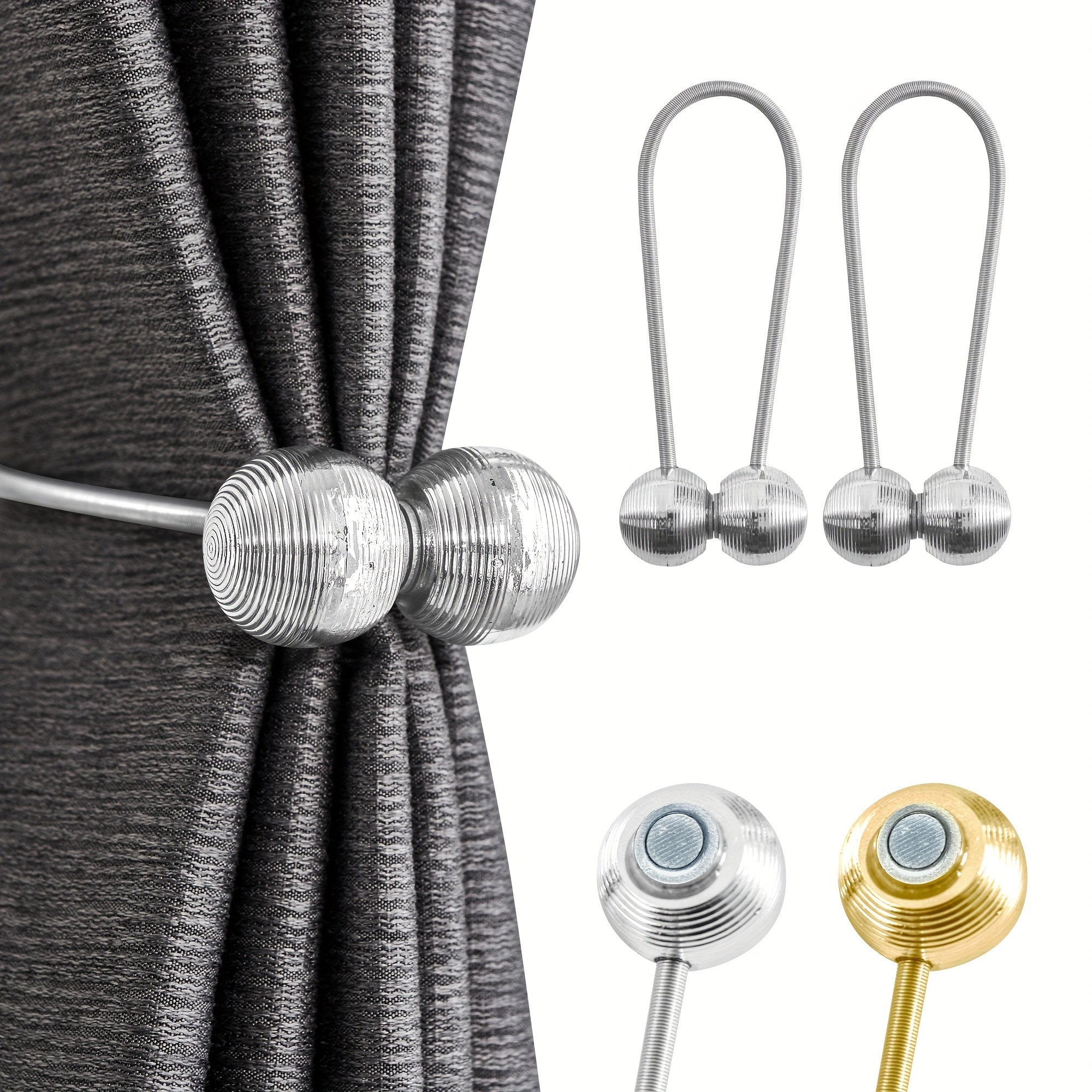 2pcs Magnetic Curtain Tiebacks Metal Ball Shape Holdbacks