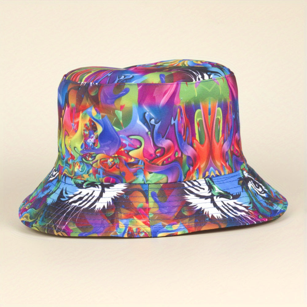 Fisherman Hat Cartoon Print Double sided Basin Hat Sun Visor Hip hop Cap