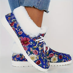 Floral Pattern Non-slip Walking Sneakers Warm Comfort Sport Shoes