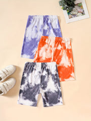Girls' Tie Dye Print Sports Shorts Set