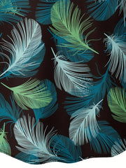 Men's Tropical Leaf Print Camp Collar Hawaiian Shirt