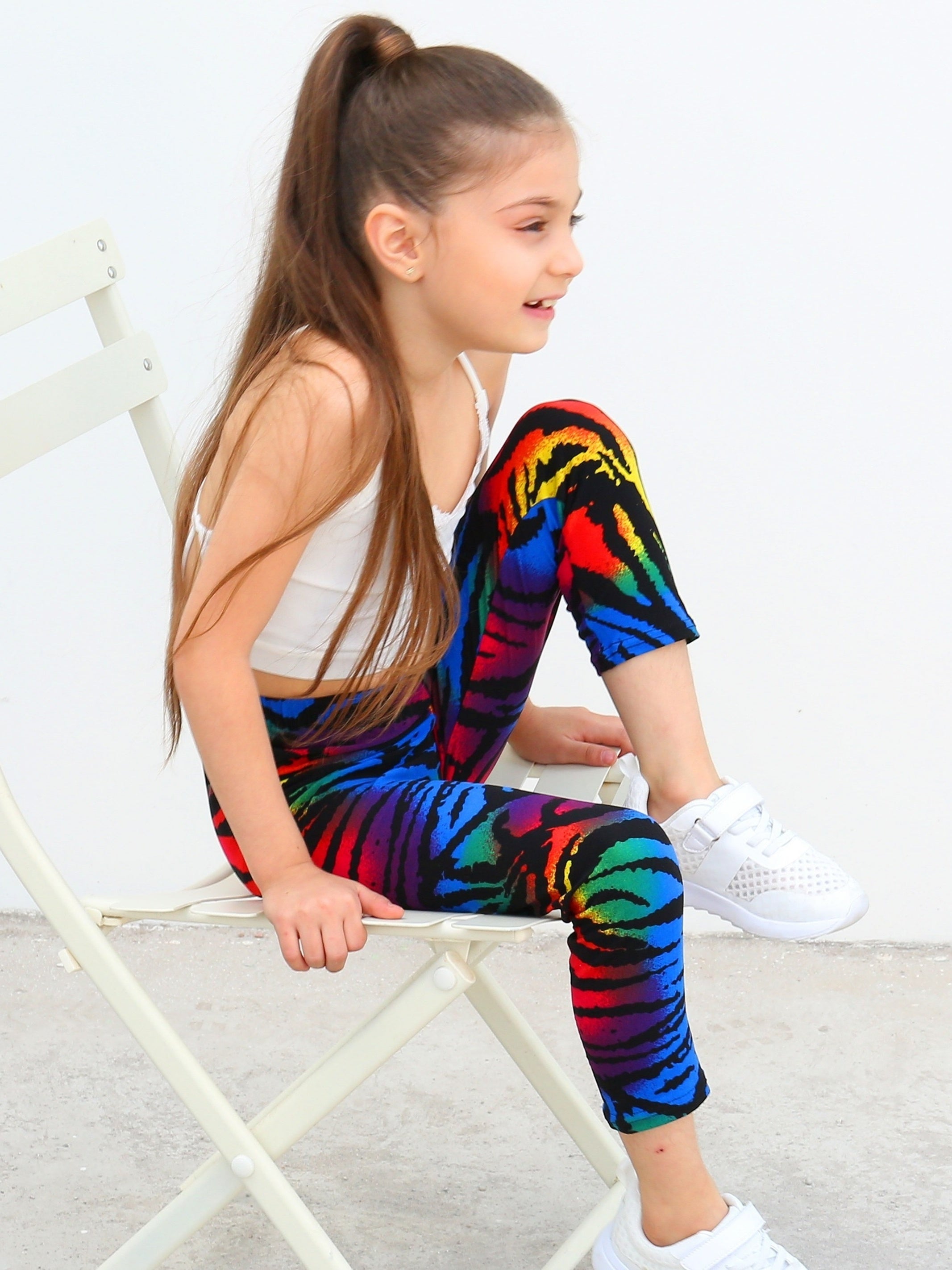 Kids Rainbow Tie Dye Leggings High Stretch Soft Pants