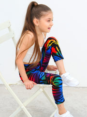 Kids Rainbow Tie Dye Leggings High Stretch Soft Pants