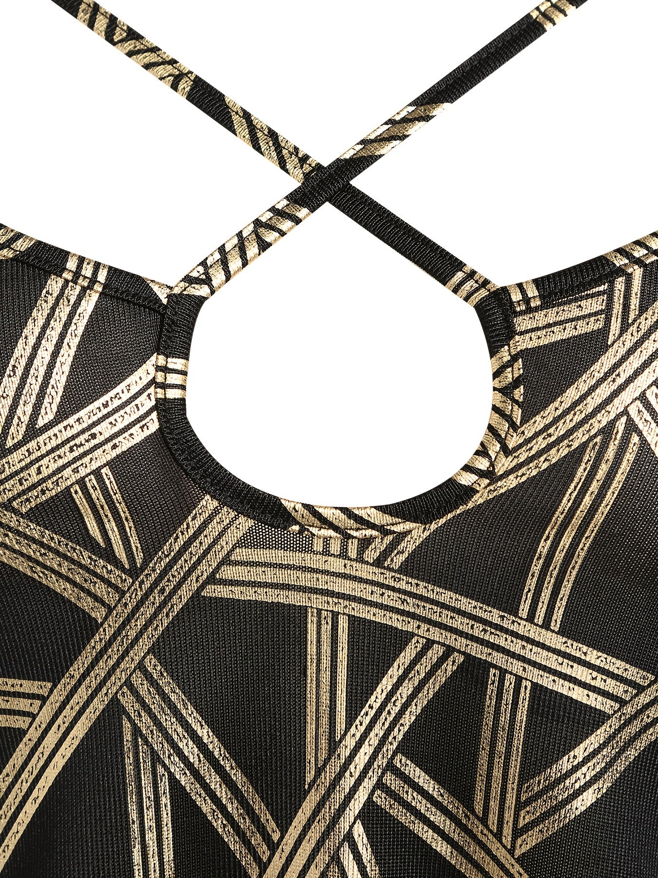 Geometric Print Cross Neck Cami Top