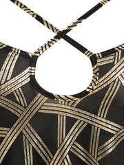 Geometric Print Cross Neck Cami Top