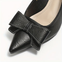 Bowknot Stiletto Heels Pointed Toe Slip On Court Pumps