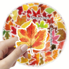 50pc Maple Leaves Stickers Adhesive Foam Fall Leaves Thanksgiving Party Decor