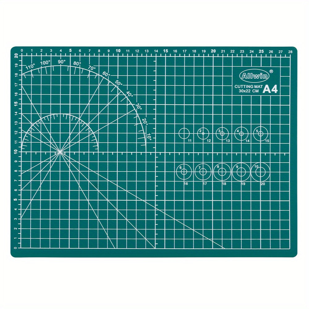 A4 Green Self Repair PVC Cutting Mat Double Sided Grid Rotating Cutting Board