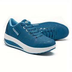 Women's Letter Printed Chunky Sneakers Lightweight Lace Up