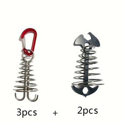 5pcs Stainless Steel Tent Fishbone Ground Nails with Bottle Opener Screwdriver