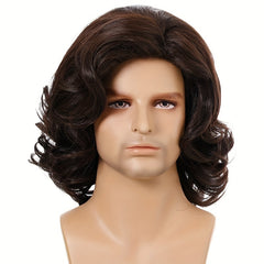 Men's Dark Brown Short Curly Wig Shaggy Party Wigs