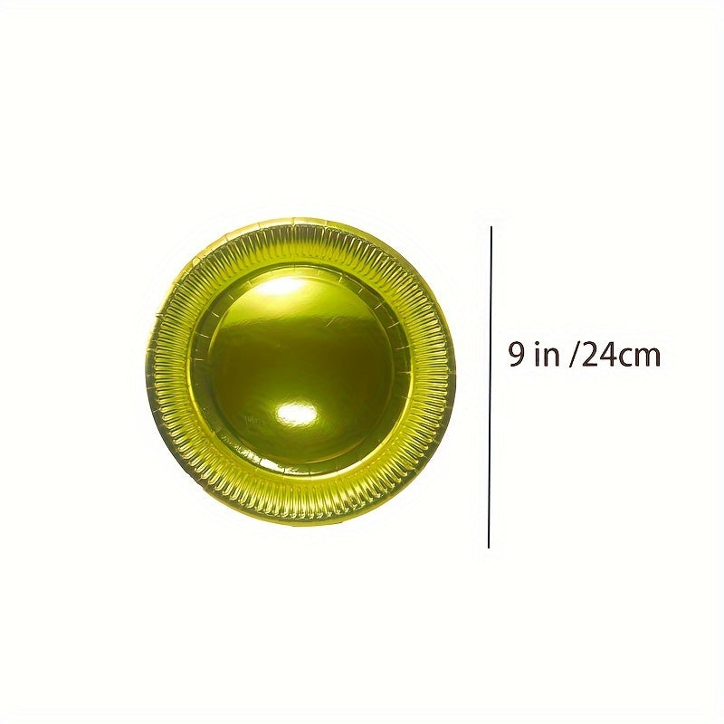 20pcs Golden Paper Dinner Plates Party Supplies Christmas Halloween Gift