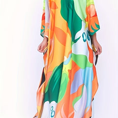Modest Kaftan Dress Women's Plus Abstract Print Maxi Kaftan