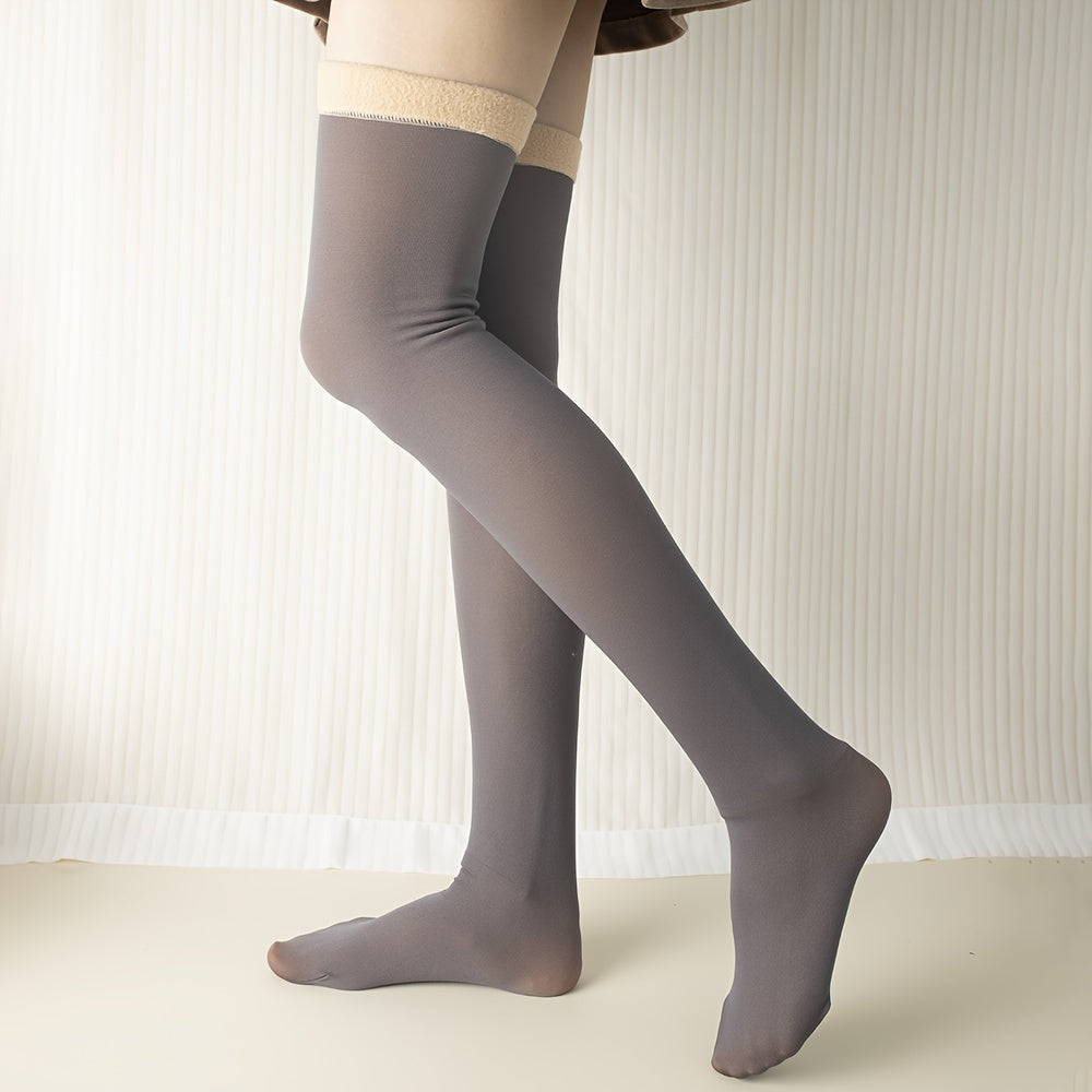 Plush Lined Thigh High Socks Warm Over The Knee Women's Stockings
