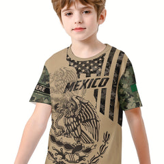 MEXICO Boys Summer Sports T-shirt Round Neck Short Sleeve Casual Top