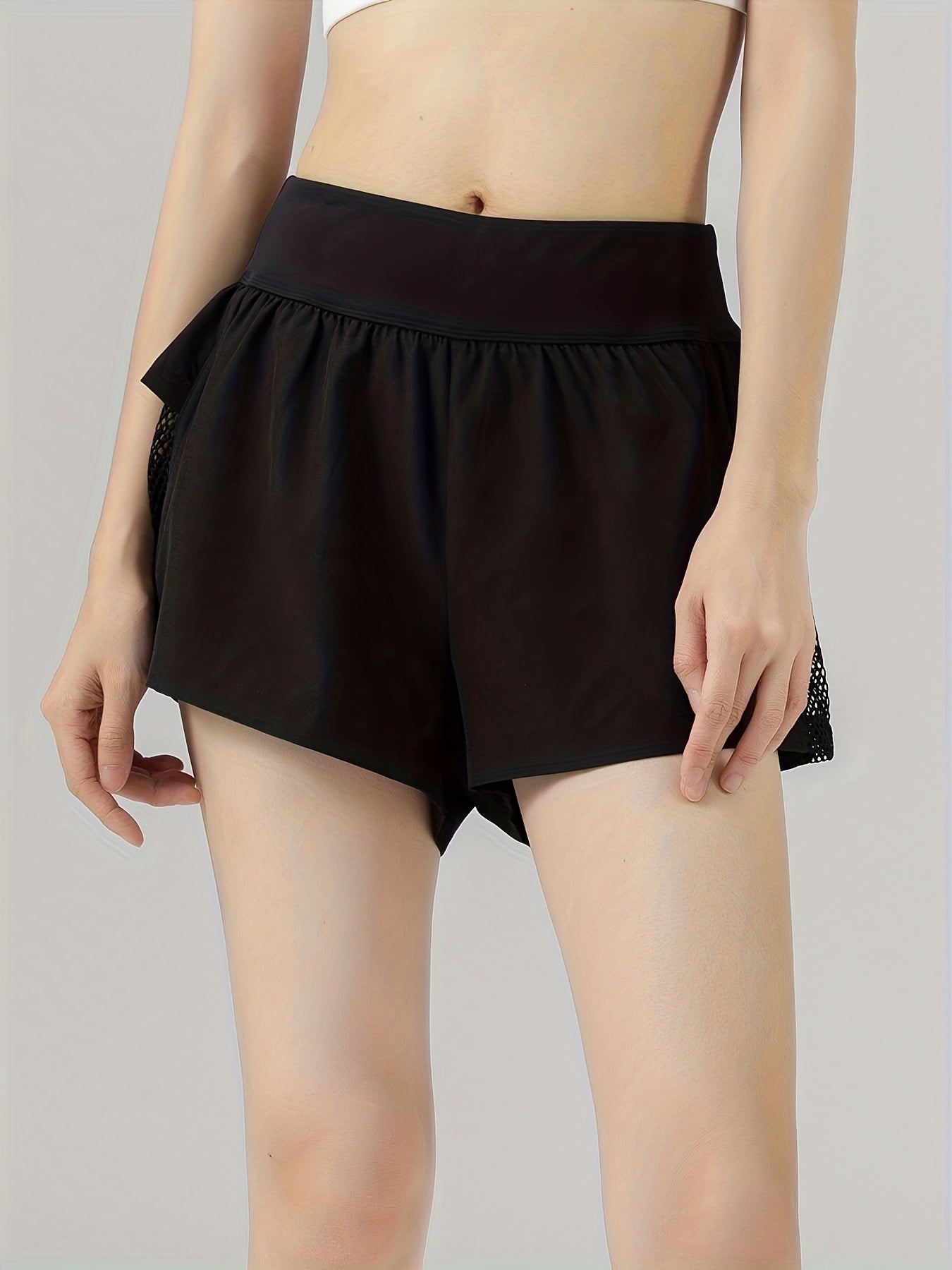 High Waist Breathable Sporty Shorts with Pocket