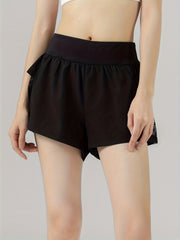 High Waist Breathable Sporty Shorts with Pocket