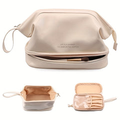 Double Layer Makeup Bag Solid Cosmetic Toiletry Wash Bag