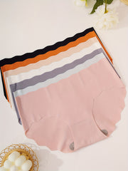 7pcs Seamless Scallop Trim Briefs Solid Panties Women's Lingerie
