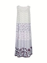 Colorblock Floral Print Tank Dress