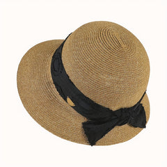 Solid Sun Hat Breathable Bucket Hat Adjustable Straw Beach Hats For Women