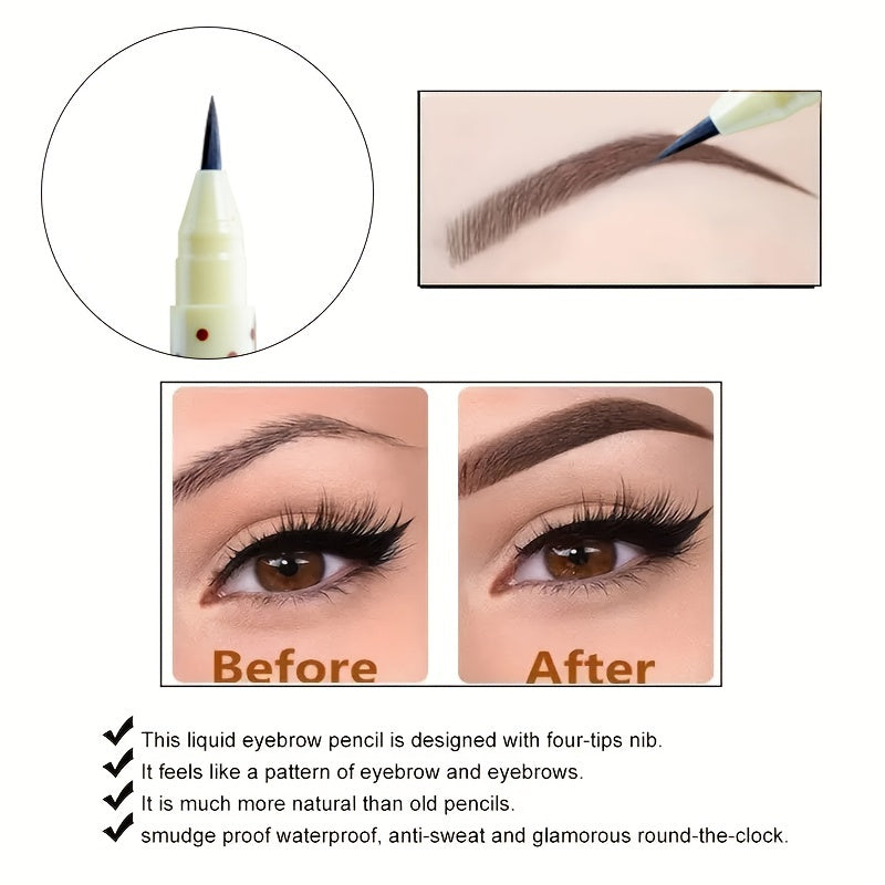 Waterproof Natural Liquid Eyebrow Pen with Double Headed Automatic Pencil