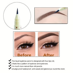 Waterproof Natural Liquid Eyebrow Pen with Double Headed Automatic Pencil