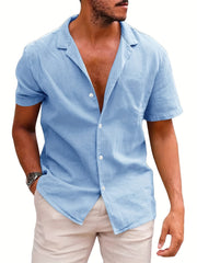 Men's Casual Camp Collar Short Sleeve Shirt