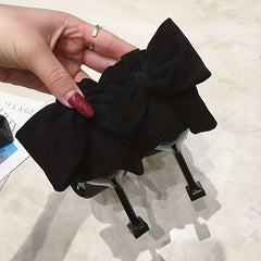 Solid Stiletto Heels Pointed Toe Slip-On Shoes with Bowknot Details