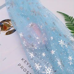 1 Yard Snowflake Tulle Rainbow Silvery Snow Star Fabric