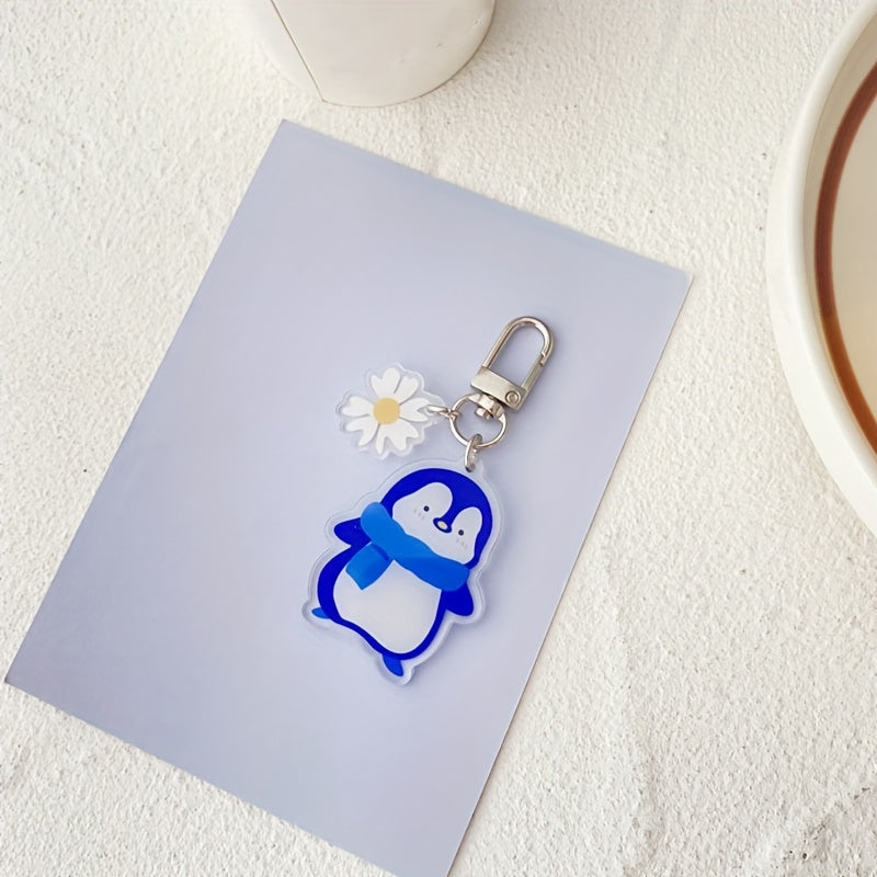 Cartoon Penguin Acrylic Keychain Double Sided Bag Pendant