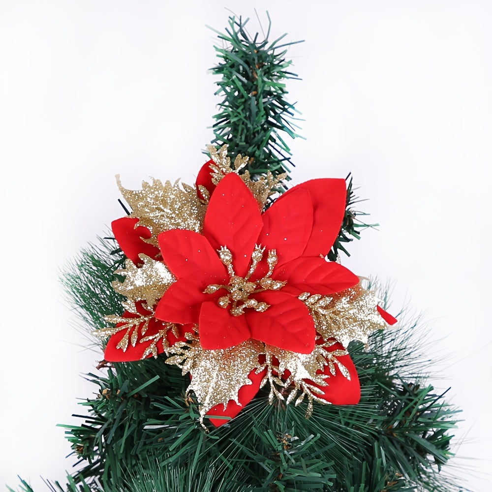 Glitter Hollow Christmas Flower Double...