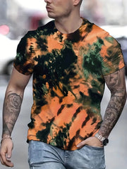 Men's Allover Print Sports Tee Casual Round Neck T-shirt