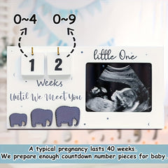 Wooden Ultrasound Photo Frame with Countdown and Reveal Info