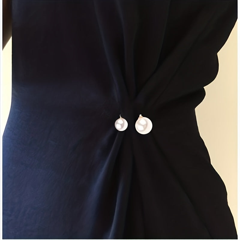3pc Faux Pearl Metal Lapel Pin Brooch Dress Skirt Waist Pants Buckle
