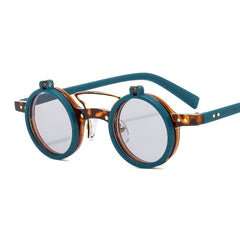 Round Frame Punk Double layer Flip Sunglasses Retro Outdoor Sunshade Decoration