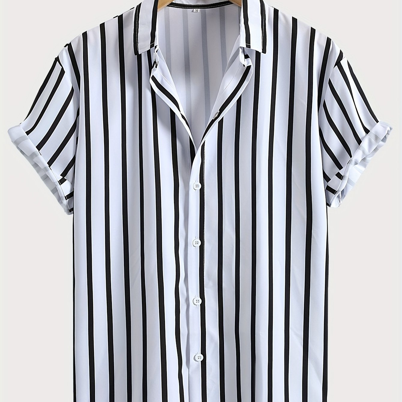 Stripe Print Men's Casual Short Sleeve Shirt Summer Vacation Resort Tops