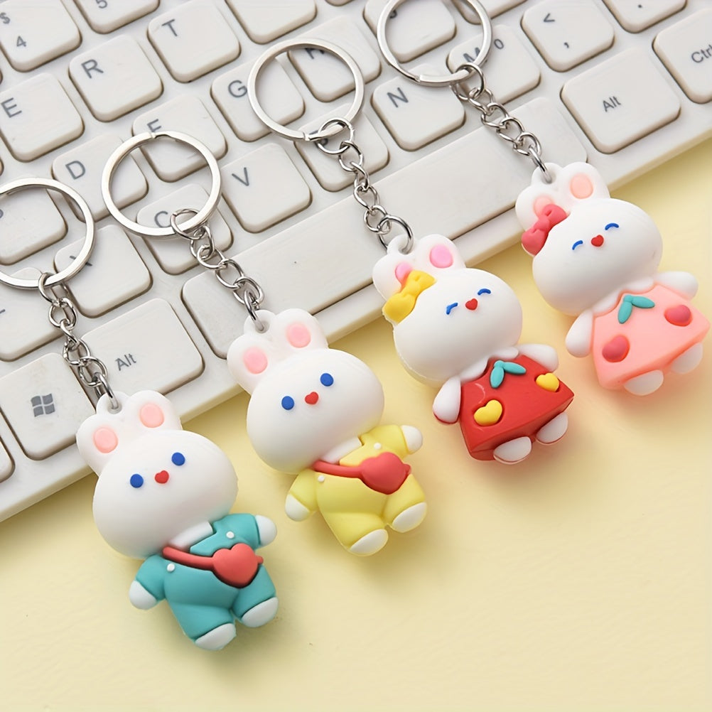 Cartoon Rabbit Keychain Animal Doll Key Ring Purse Bag Backpack Car Charm
