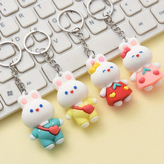 Cartoon Rabbit Keychain Animal Doll Key Ring Purse Bag Backpack Car Charm