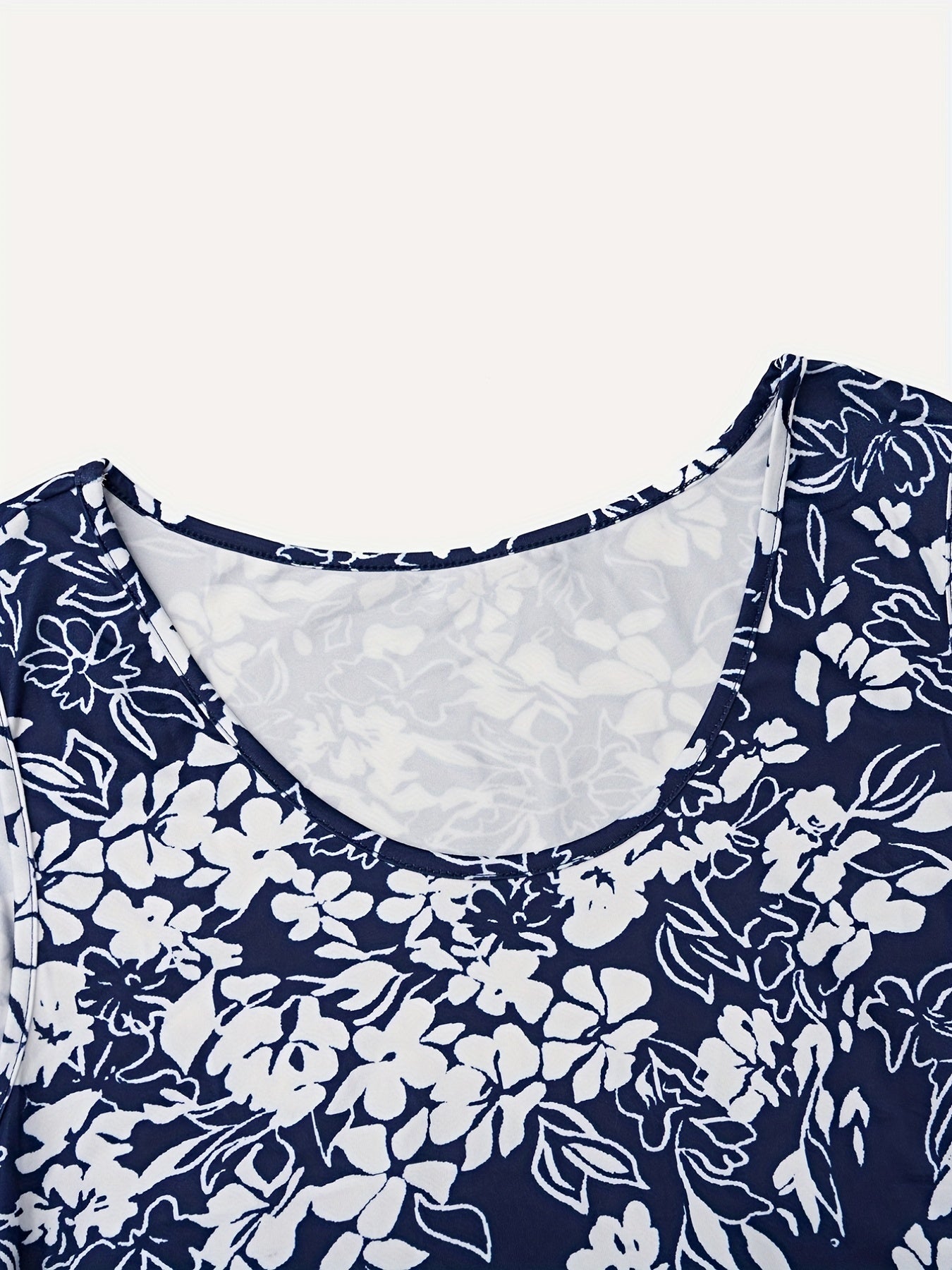 Floral Print Round Neck Casual Tank Dress with Pockets